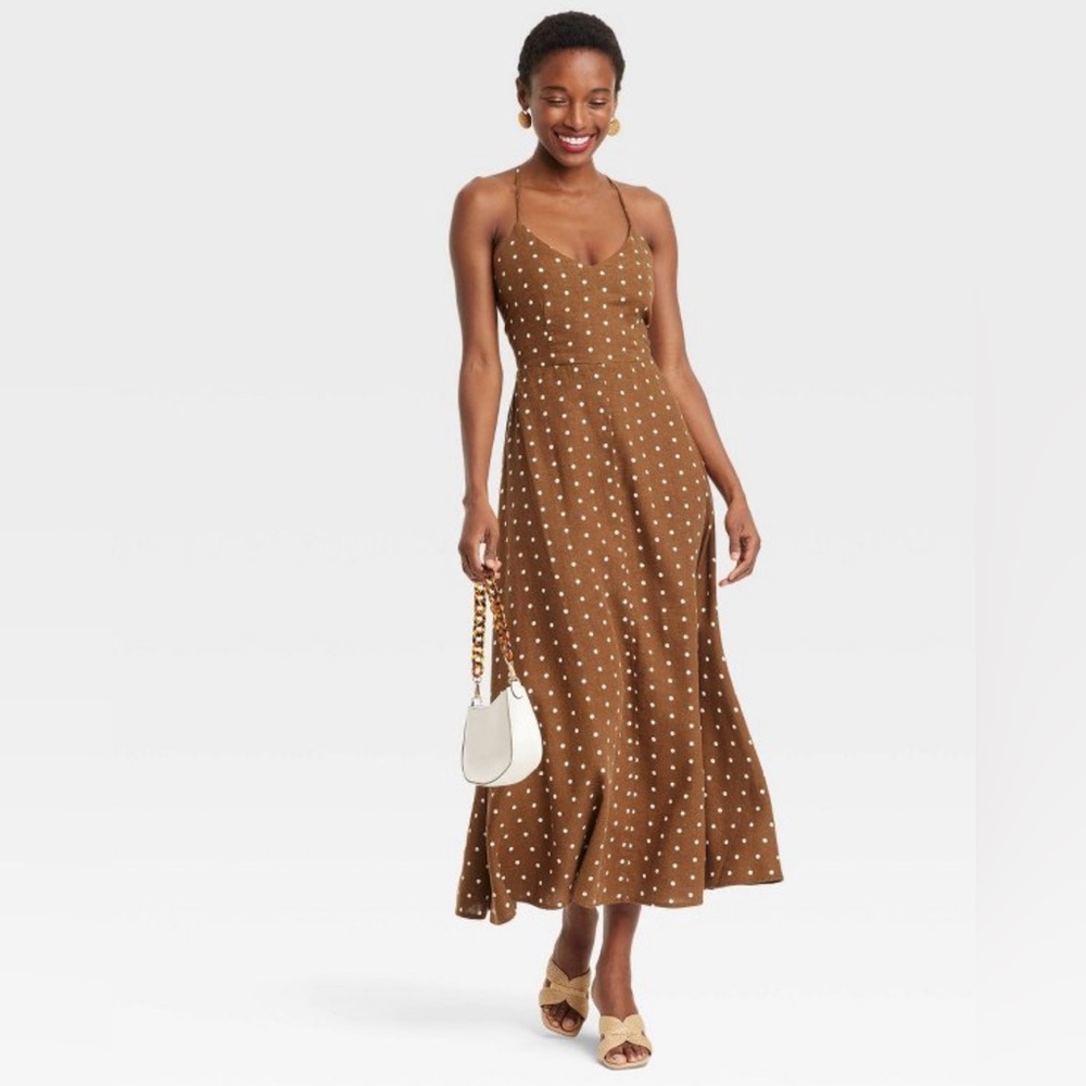 NWT women’s linen polkadot dress A New Day